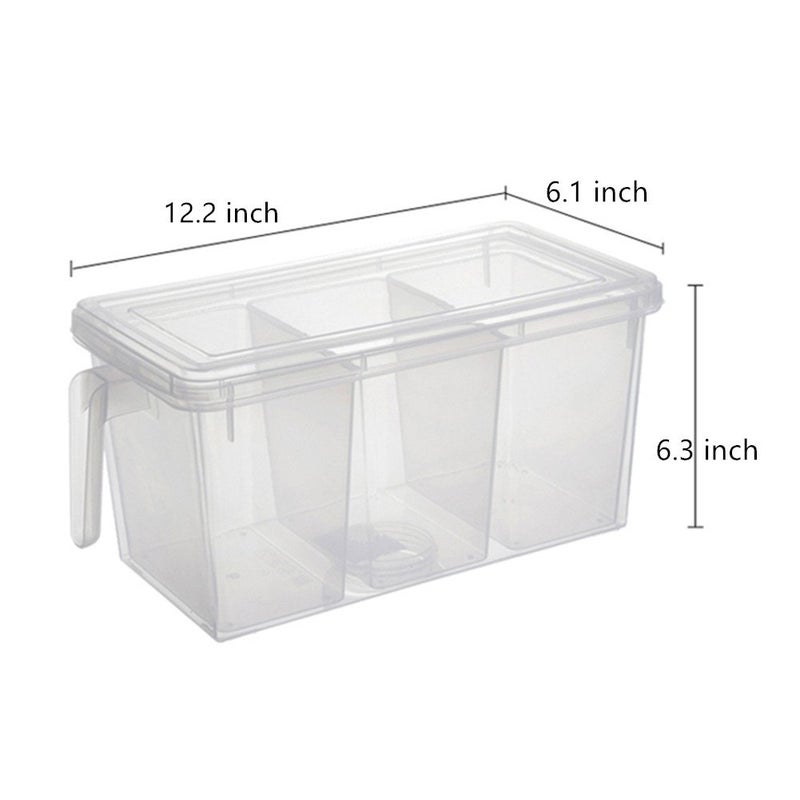 MineSign 2 Pack Plastic Divided Veggie Storage Containers with Lids and Handles for Fridge Storage Organizer Boxes for Refrigerator Produce Beans Fruits Organzation - Image 2